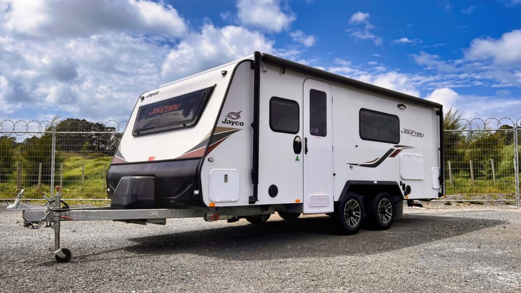 Jayco Journey Side View of the Caravan with its roof down